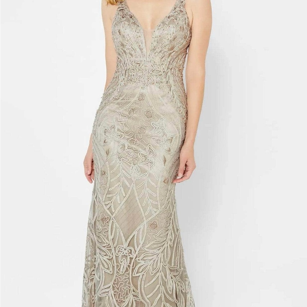 Montage by Mon Cheri Champagne Lace Gown Mother of the Bride/Groom